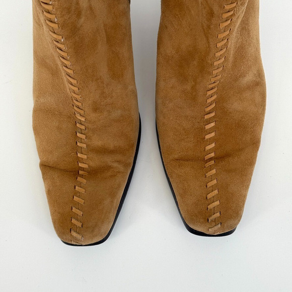Vtg Y2K Marinelli Womens Suede Shearling Boots Sz 7.5 Cozy Winter Tan 2000s Read - Picture 4 of 15